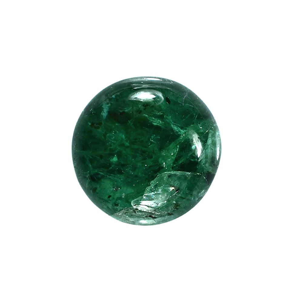 EMERALD SMOOTH ROUNDEL BEADS (DARK GREEN OPAQUE)(2TH MANY BLACK/WHITE SPOT) 7.50X7.50 MM 1.80 CTS