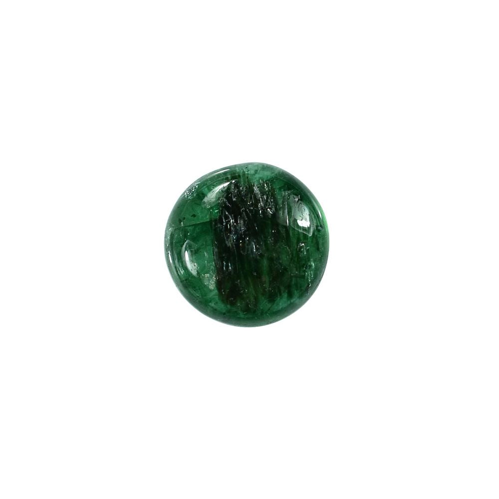 EMERALD SMOOTH ROUNDEL BEADS (DARK GREEN OPAQUE)(2TH MANY BLACK/WHITE SPOT) 7.50X7.50 MM 1.80 CTS
