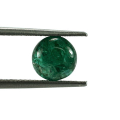 EMERALD SMOOTH ROUNDEL BEADS (DARK GREEN OPAQUE)(2TH MANY BLACK/WHITE SPOT) 7.50X7.50 MM 1.80 CTS