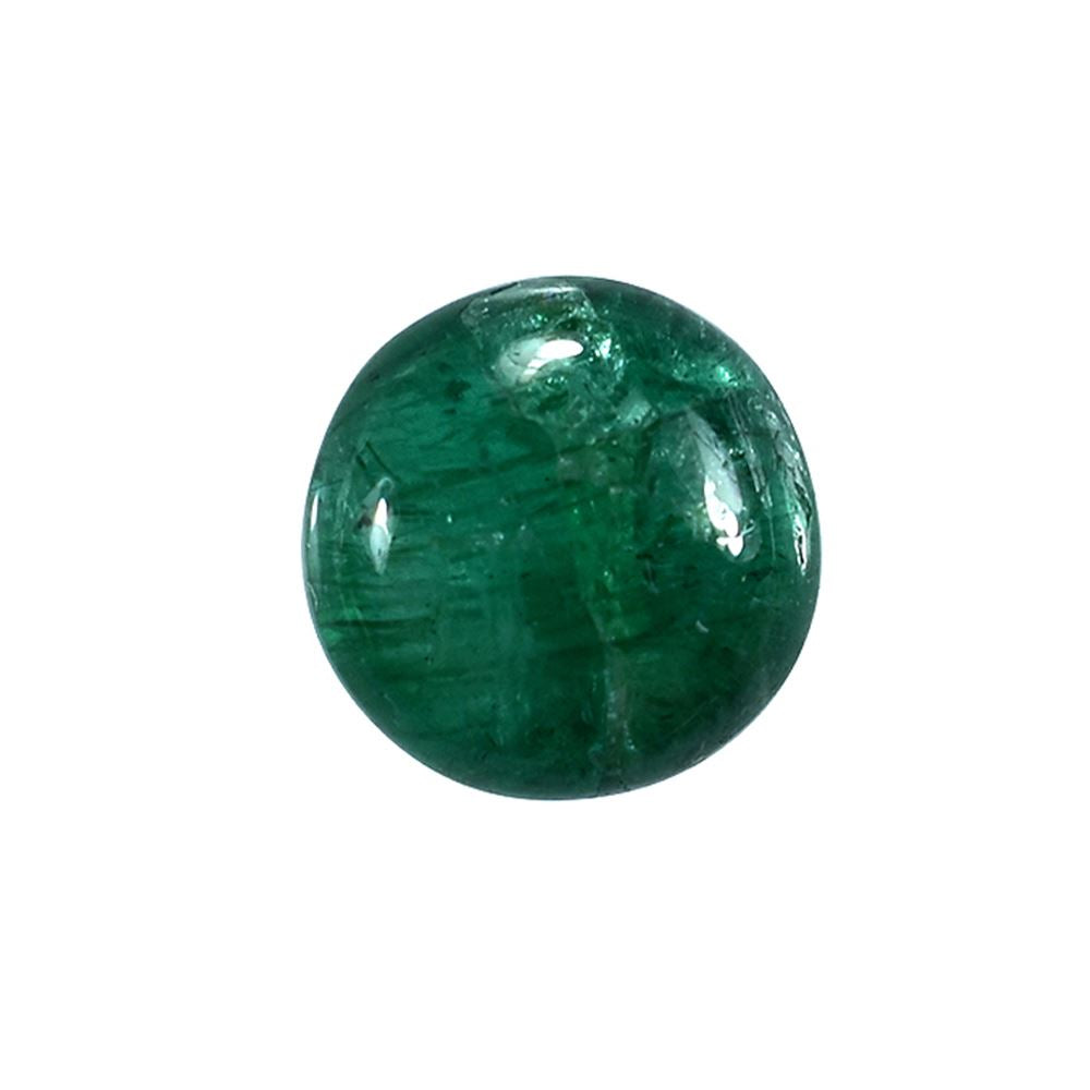 EMERALD SMOOTH ROUNDEL BEADS (1 PAIR)(TOP GREEN)(SOME BLACK SPOT) 7.50X7.50 MM 1.95 CTS
