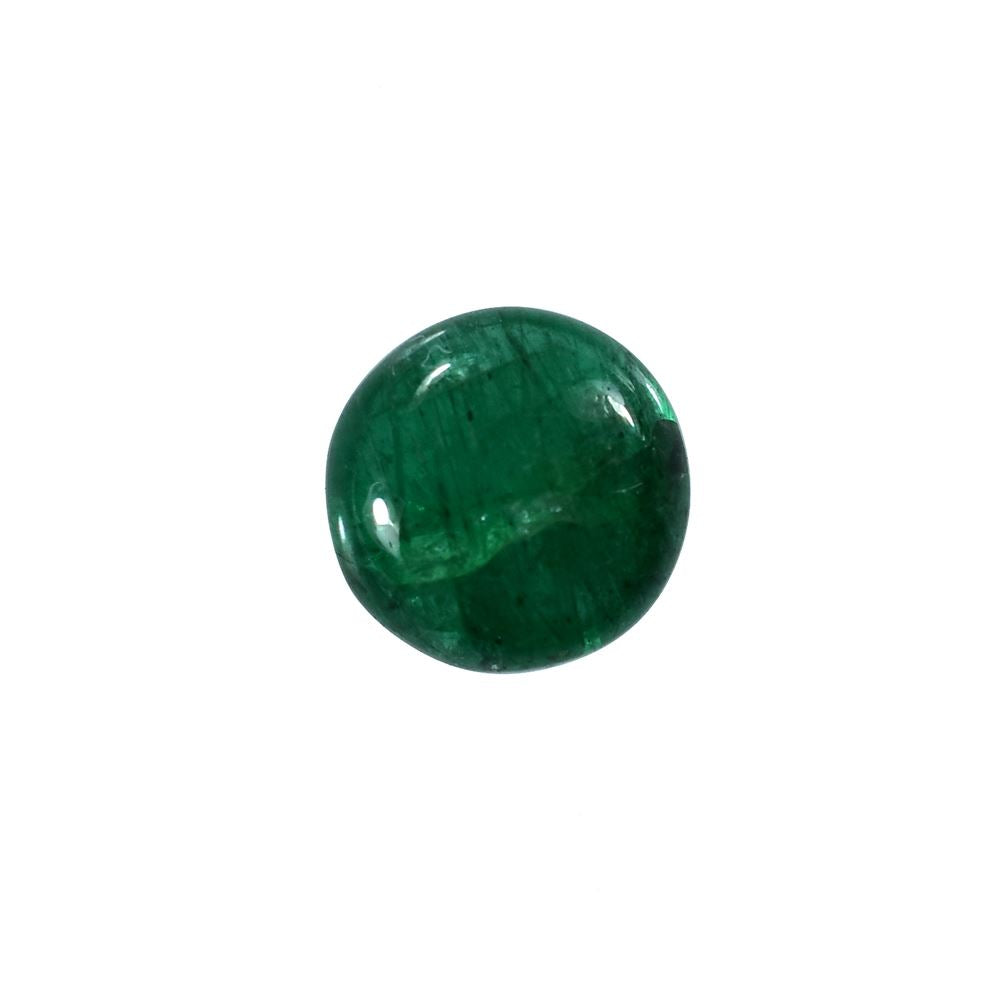EMERALD SMOOTH ROUNDEL BEADS (1 PAIR)(TOP GREEN)(SOME BLACK SPOT) 7.50X7.50 MM 1.95 CTS