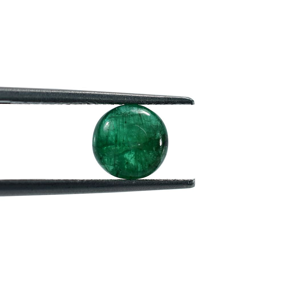 EMERALD SMOOTH ROUNDEL BEADS (1 PAIR)(TOP GREEN)(SOME BLACK SPOT) 7.50X7.50 MM 1.95 CTS