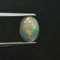 ETHIOPIAN OPAL PLAIN OVAL CAB (WHITE BASE /VERY LOW POWER/BLUE GREEN POWER) 8.00X6.00 MM 0.78 CTS