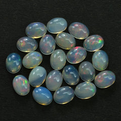 ETHIOPIAN OPAL PLAIN OVAL CAB (OFF WHITE TRANSPARENT/VERY LOW POWER) 8.00X6.00 MM 0.75 CTS