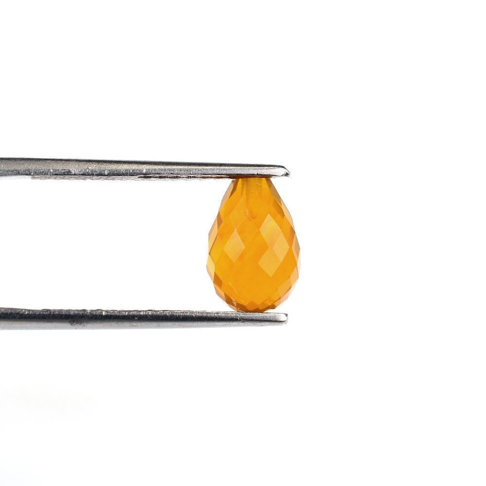 AMERICAN FIRE OPAL FACETED DROPS (HALF DRILL) 10X7MM 2.8 Cts.