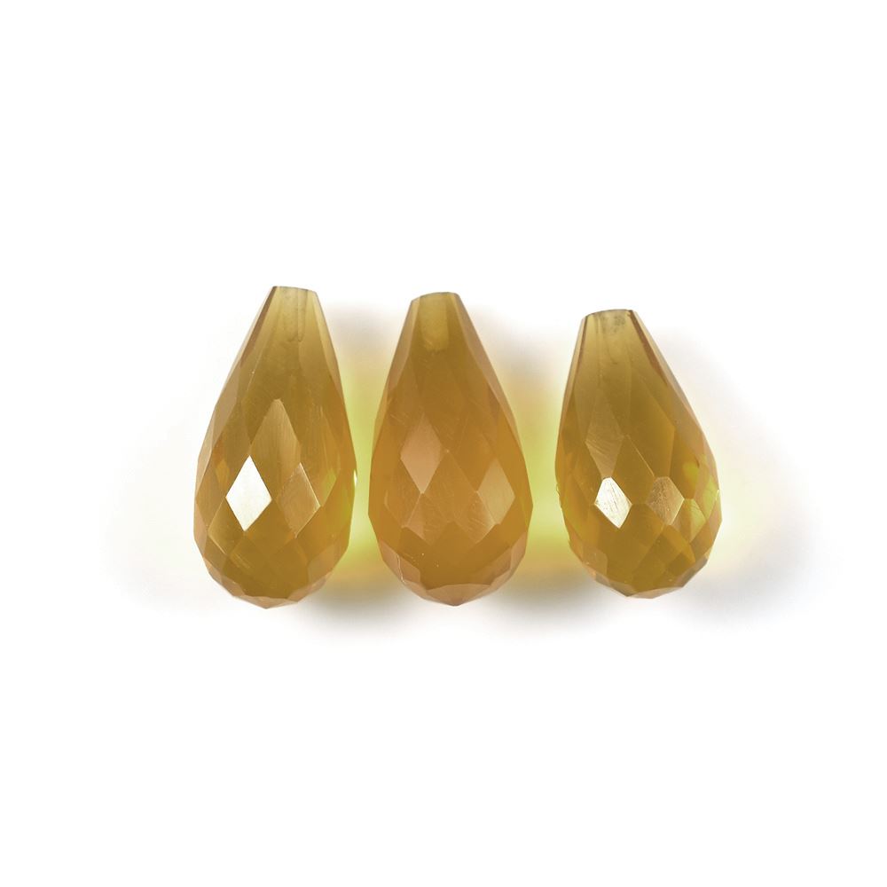 AMERICAN FIRE OPAL FACETED DROPS (HALF DRILL) 14X7MM 3.53 Cts.