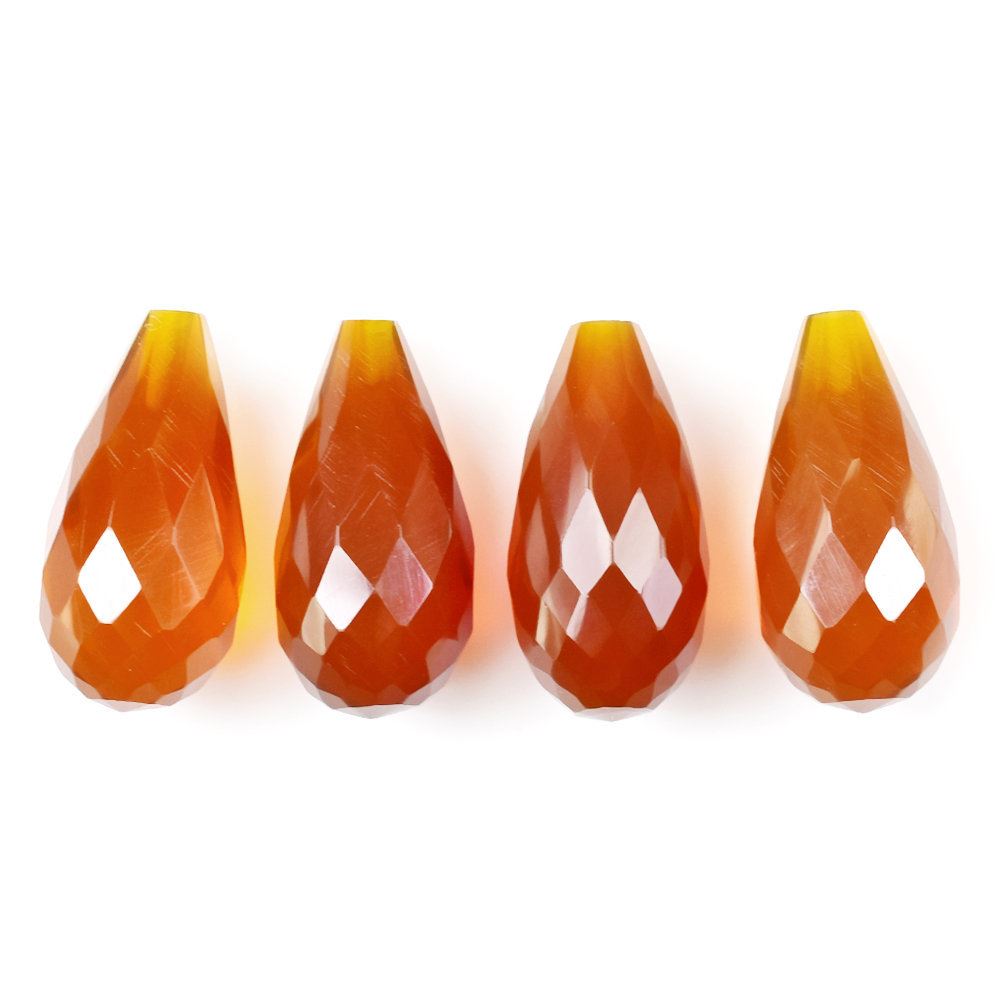 AMERICAN FIRE OPAL FACETED DROPS (HALF DRILL) 14X7MM 3.66 Cts.