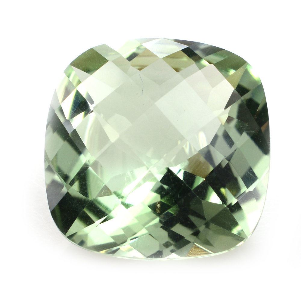 GREEN AMETHYST CHECKER CUT CUSHION 16X16MM 12.72 Cts.
