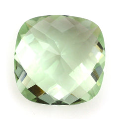 GREEN AMETHYST CHECKER CUT CUSHION 16X16MM 12.72 Cts.