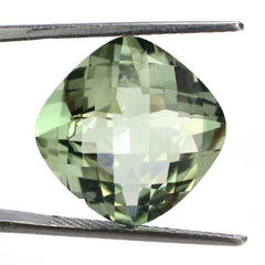 GREEN AMETHYST CHECKER CUT CUSHION 16X16MM 12.72 Cts.