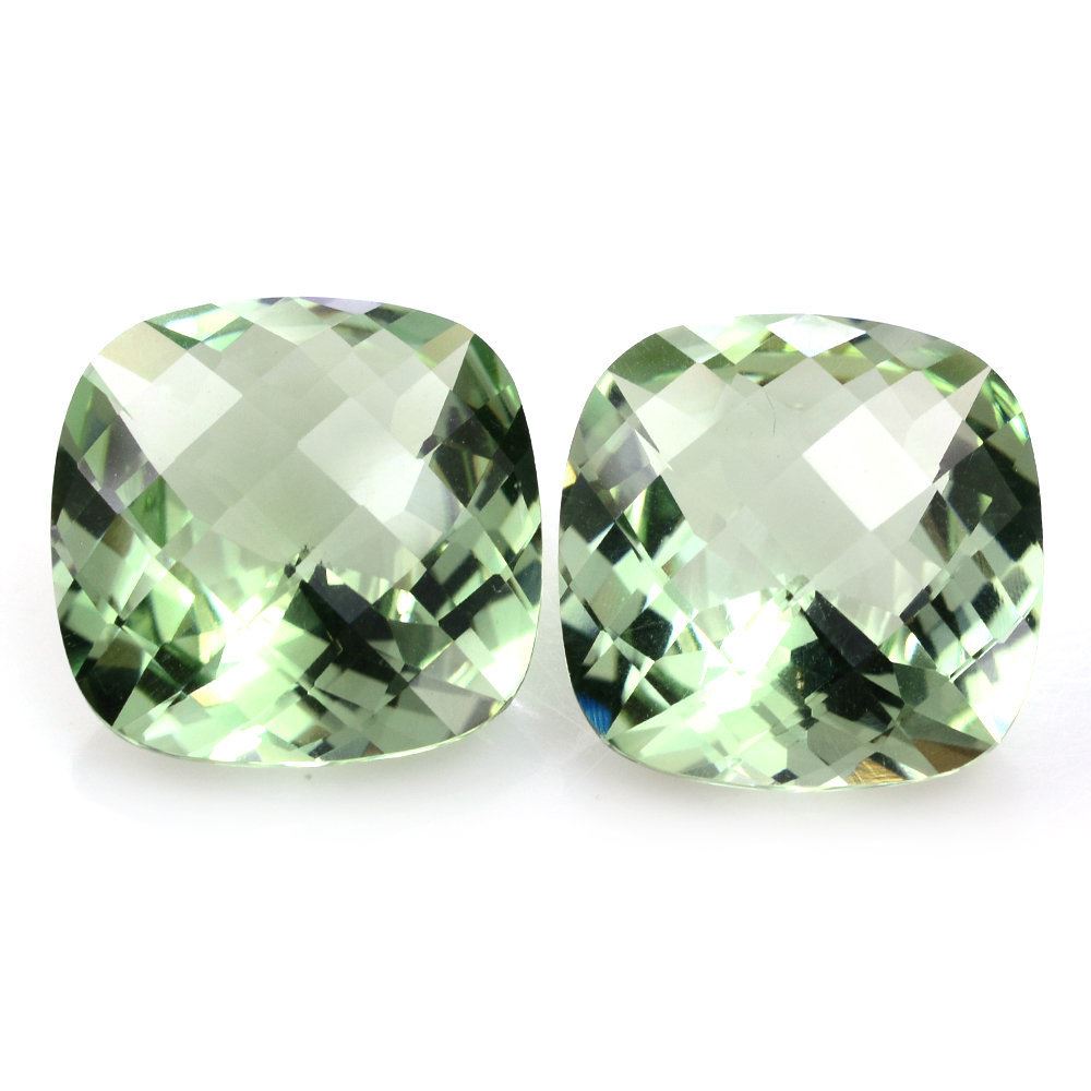 GREEN AMETHYST CHECKER CUT CUSHION 16X16MM 12.72 Cts.