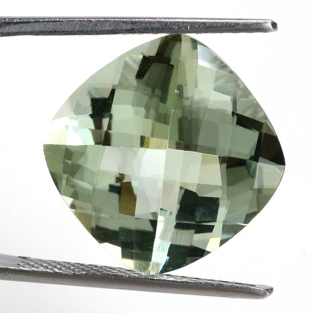 GREEN AMETHYST CHECKER CUT CUSHION 16MM 13.50 Cts.