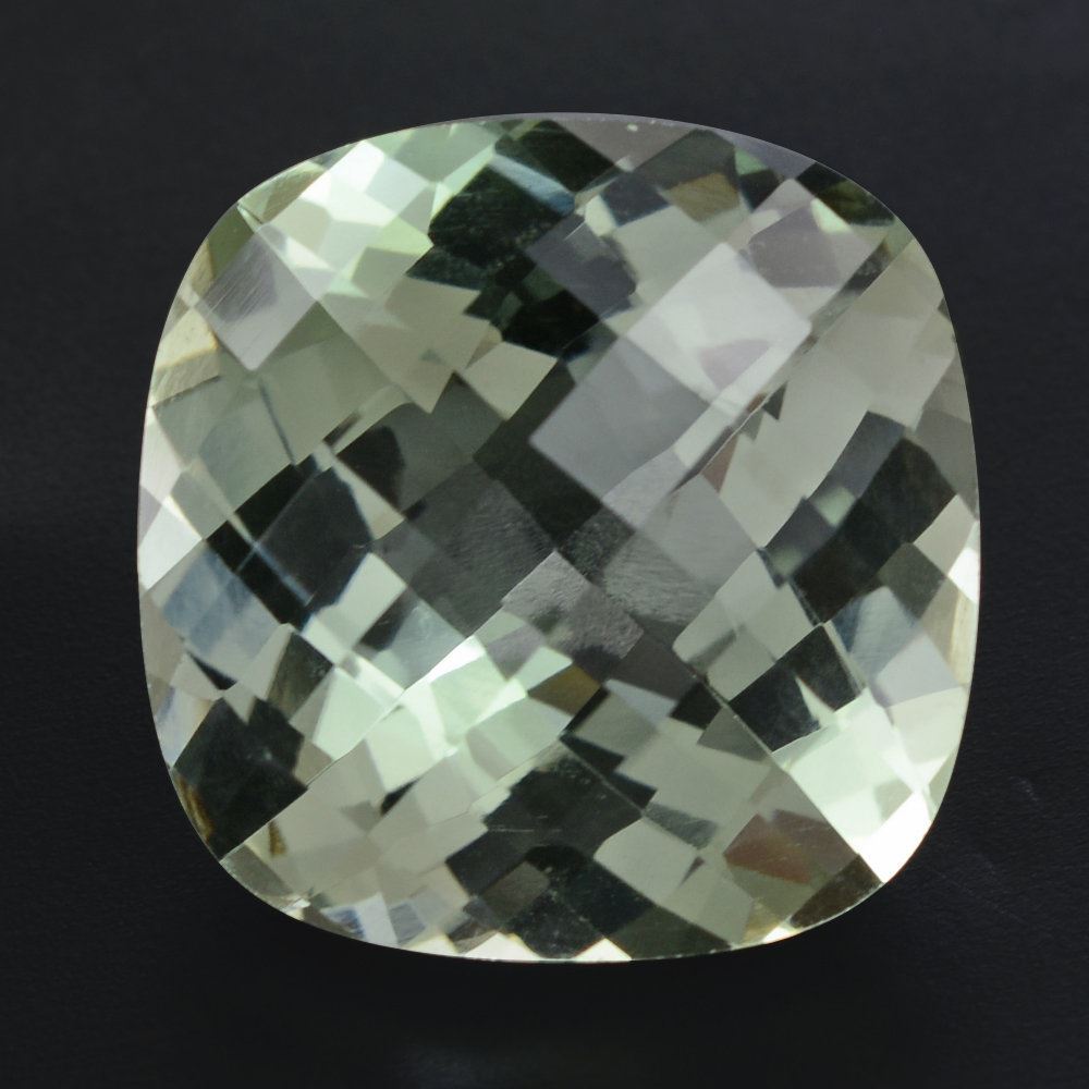 GREEN AMETHYST CHECKER CUT CUSHION 16MM 13.50 Cts.