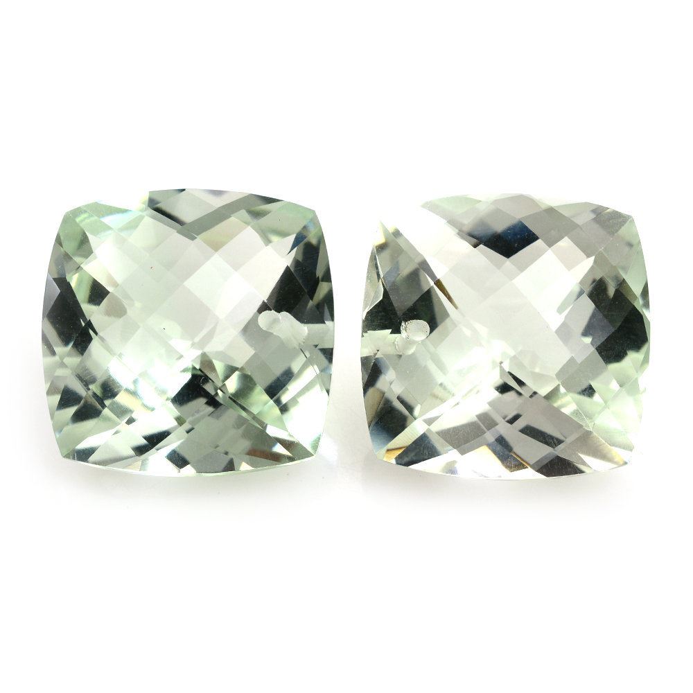 GREEN AMETHYST CHECKER CUT CUSHION (FULL DRILL) 18MM 20.95 Cts.