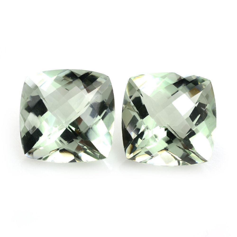 GREEN AMETHYST CHECKER CUT CUSHION 18MM 20.13 Cts.