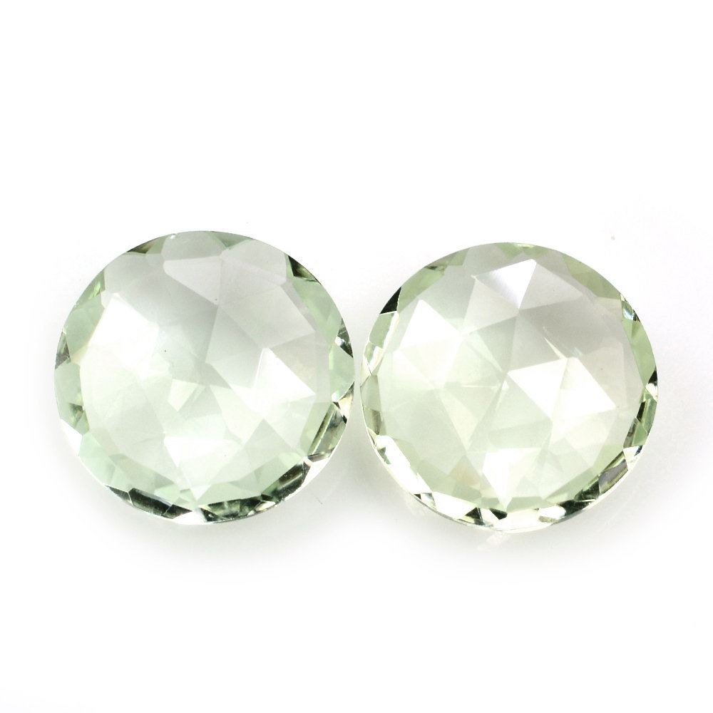 GREEN AMETHYST ROSE CUT BRIOLETTE ROUND 16MM 9.34 Cts.