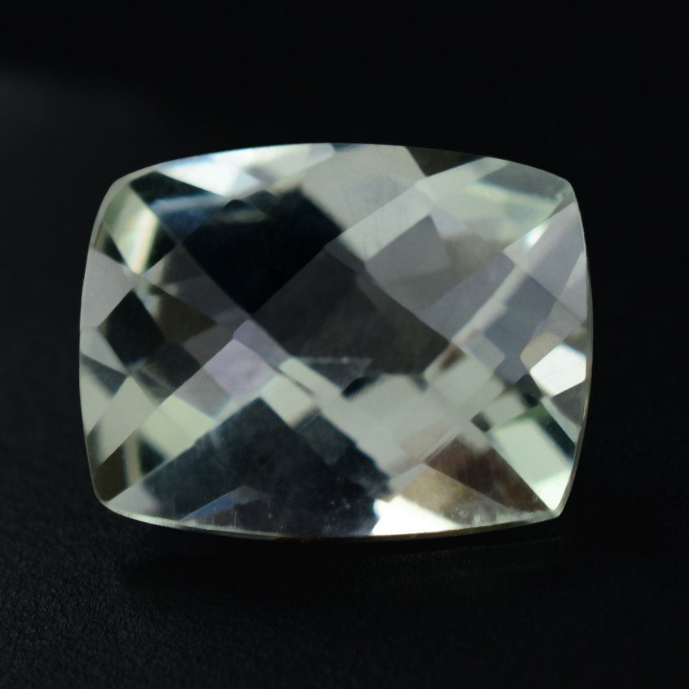 GREEN AMETHYST CHECKER CUT CUSHION 9X7MM 1.88 Cts.