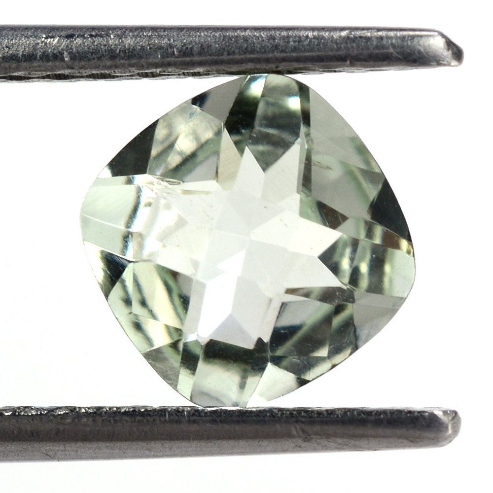 GREEN AMETHYST CHECKER CUT CUSHION 7X7MM 1.18 Cts.