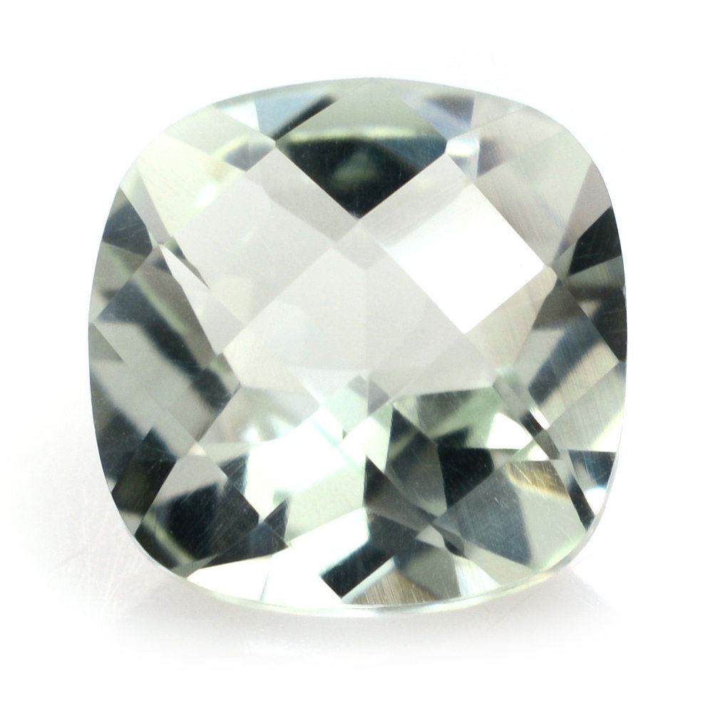GREEN AMETHYST CHECKER CUT CUSHION 9MM 2.65 Cts.