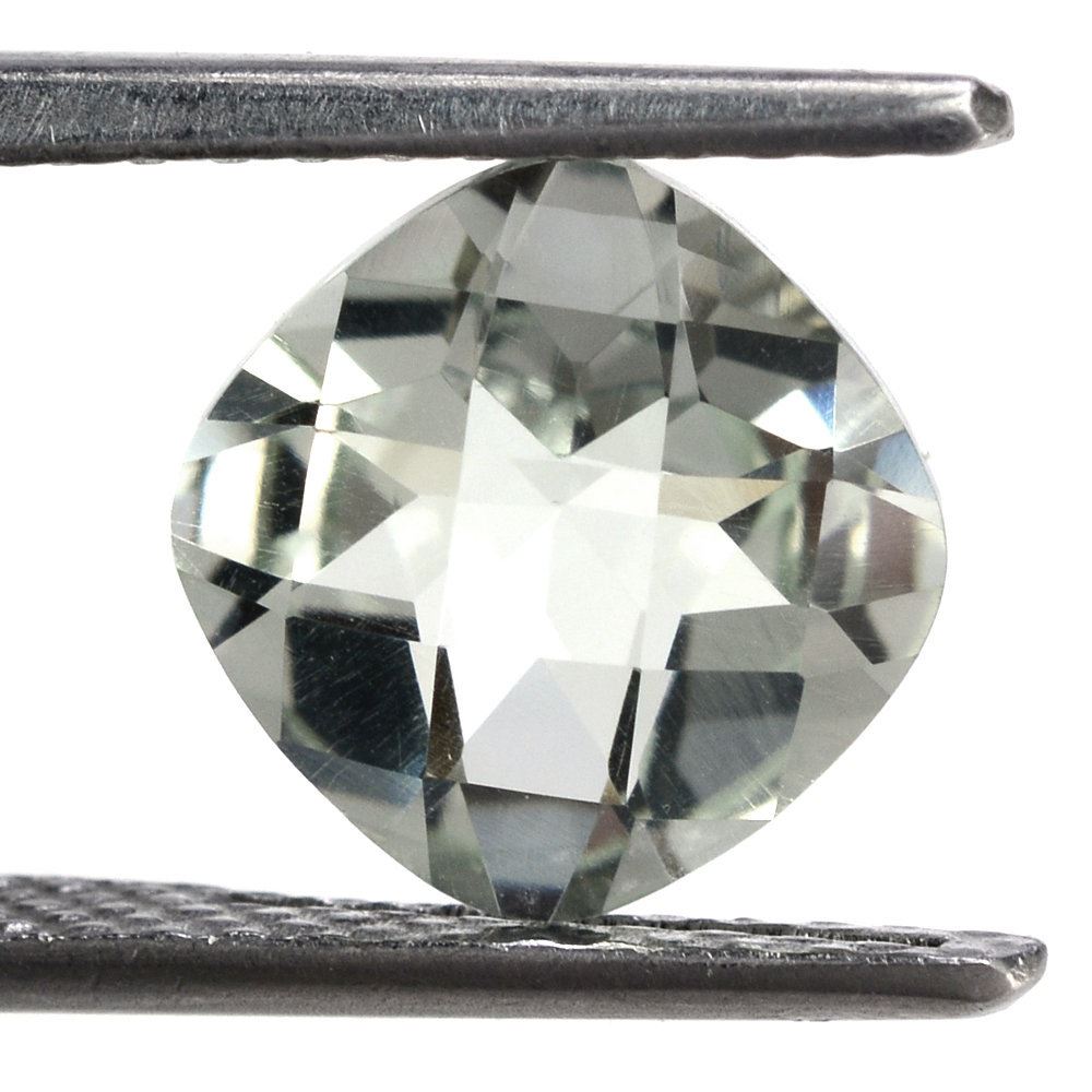 GREEN AMETHYST CHECKER CUT CUSHION 9MM 2.65 Cts.