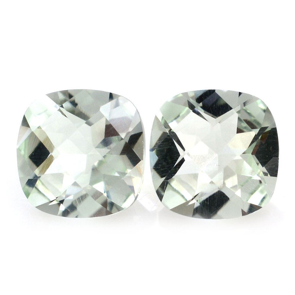 GREEN AMETHYST CHECKER CUT CUSHION 9MM 2.65 Cts.