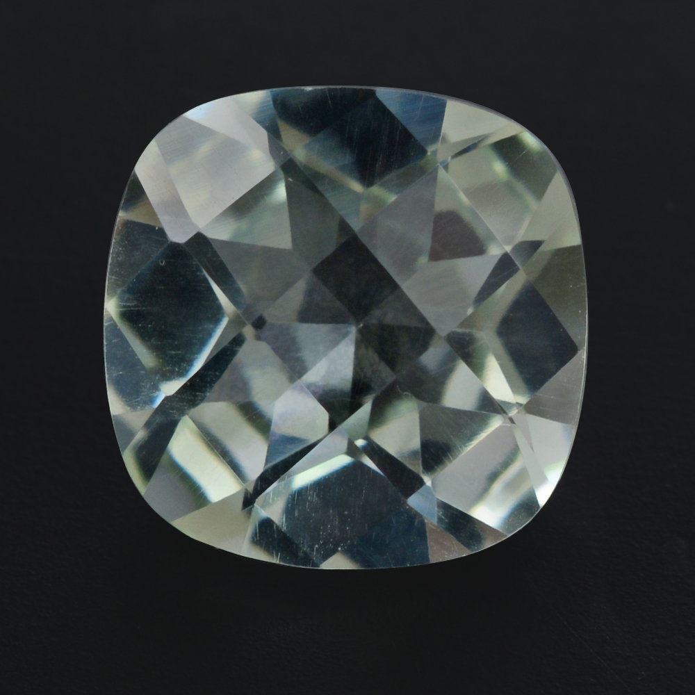 GREEN AMETHYST CHECKER CUT CUSHION 9MM 2.65 Cts.