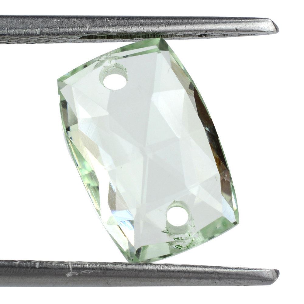 GREEN AMETHYST ROSE CUT BRIOLETTE CUSHION (FULL DRILL) (TWO HOLE) 12X8MM 3.46 Cts.