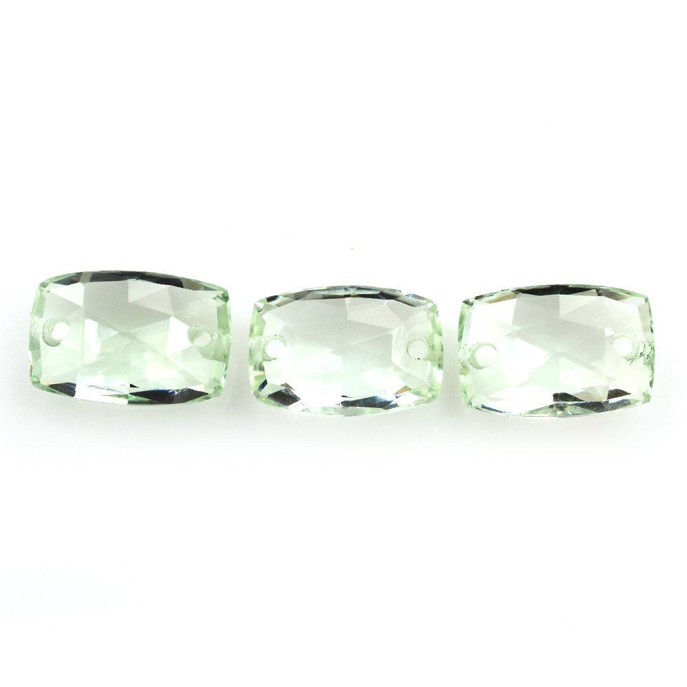 GREEN AMETHYST ROSE CUT BRIOLETTE CUSHION (FULL DRILL) (TWO HOLE) 12X8MM 3.46 Cts.