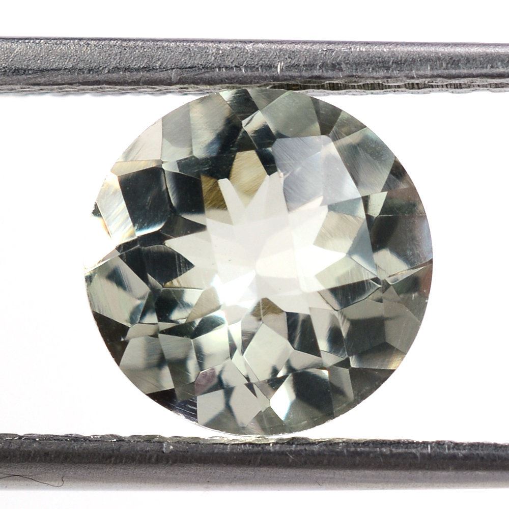 GREEN AMETHYST CHECKER CUT ROUND 9MM 2.25 Cts.