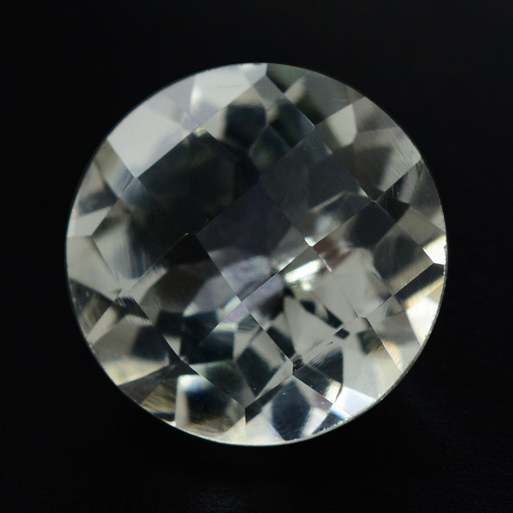 GREEN AMETHYST CHECKER CUT ROUND 9MM 2.25 Cts.