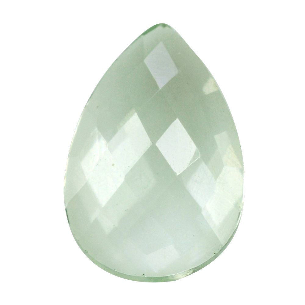 GREEN AMETHYST CHECKER PEAR CAB 12X8MM 2.43 Cts.