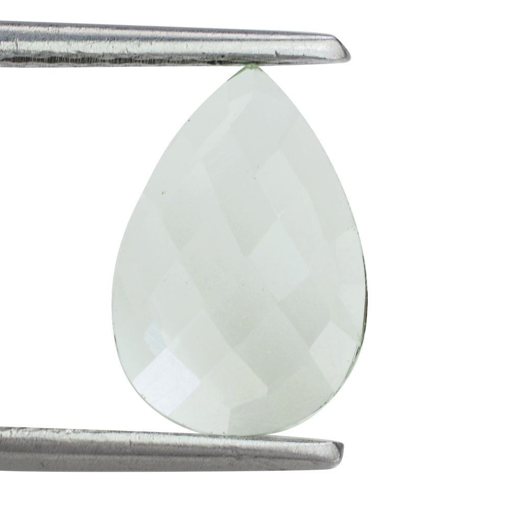 GREEN AMETHYST CHECKER PEAR CAB 12X8MM 2.43 Cts.