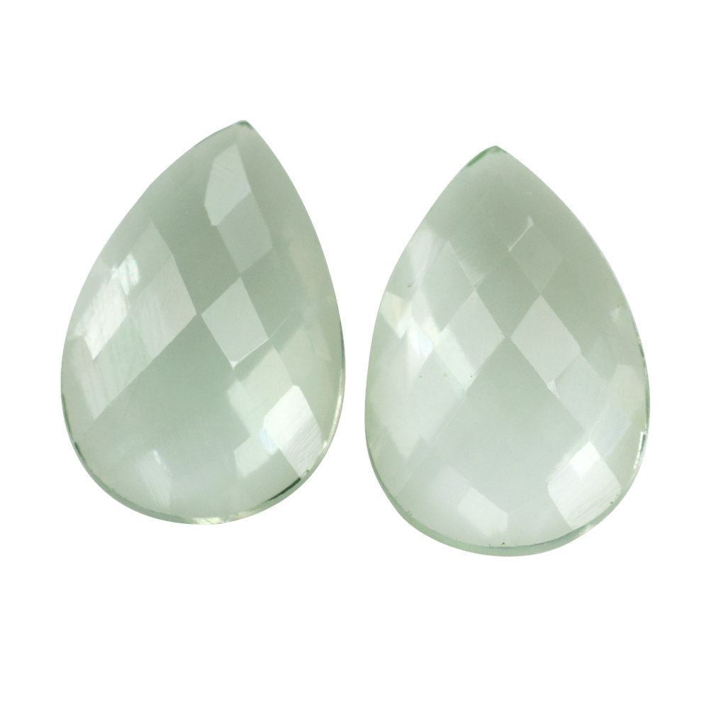 GREEN AMETHYST CHECKER PEAR CAB 12X8MM 2.43 Cts.