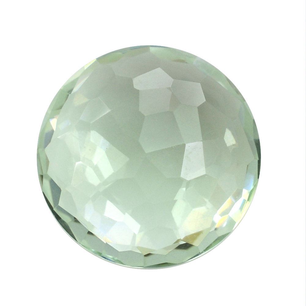 GREEN AMETHYST IRREGULAR CUT BRIOLETTE ROUND 11MM 3.75 Cts.
