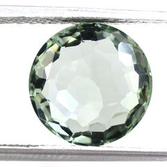 GREEN AMETHYST IRREGULAR CUT BRIOLETTE ROUND 11MM 3.75 Cts.