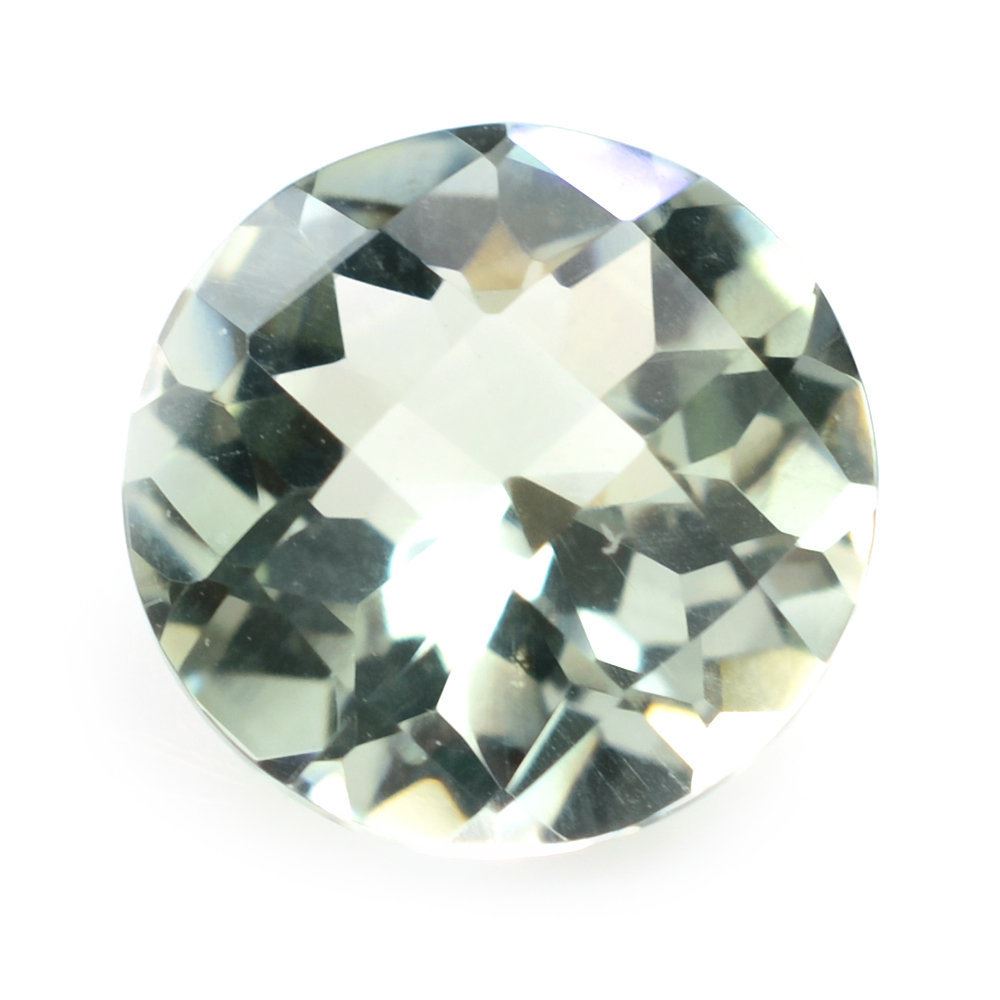 GREEN AMETHYST CHECKER CUT ROUND 10MM 2.92 Cts.
