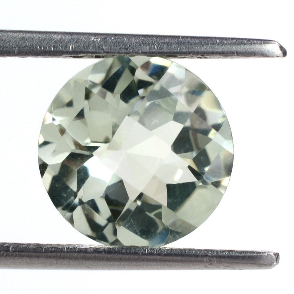 GREEN AMETHYST CHECKER CUT ROUND 10MM 2.92 Cts.
