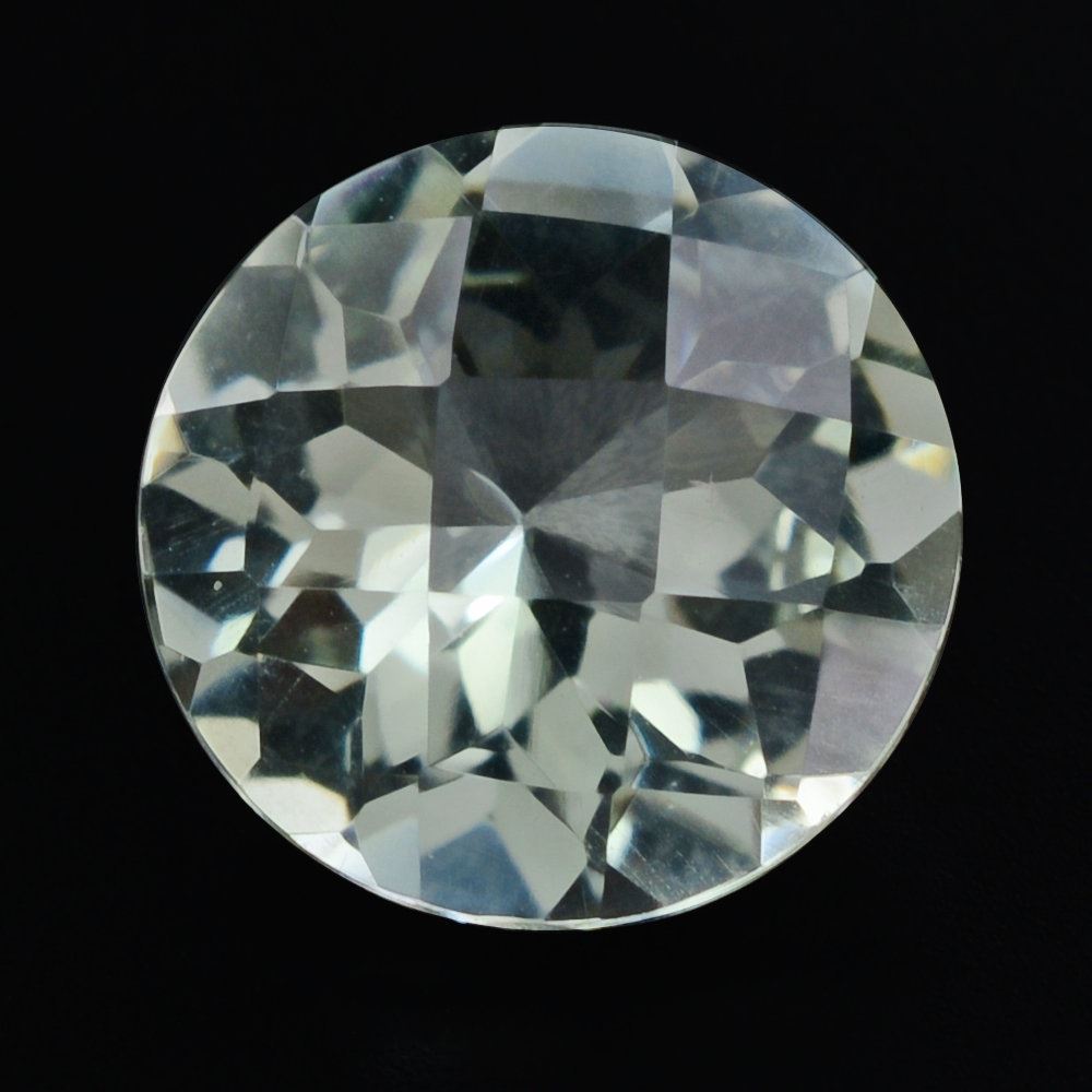 GREEN AMETHYST CHECKER CUT ROUND 10MM 2.92 Cts.
