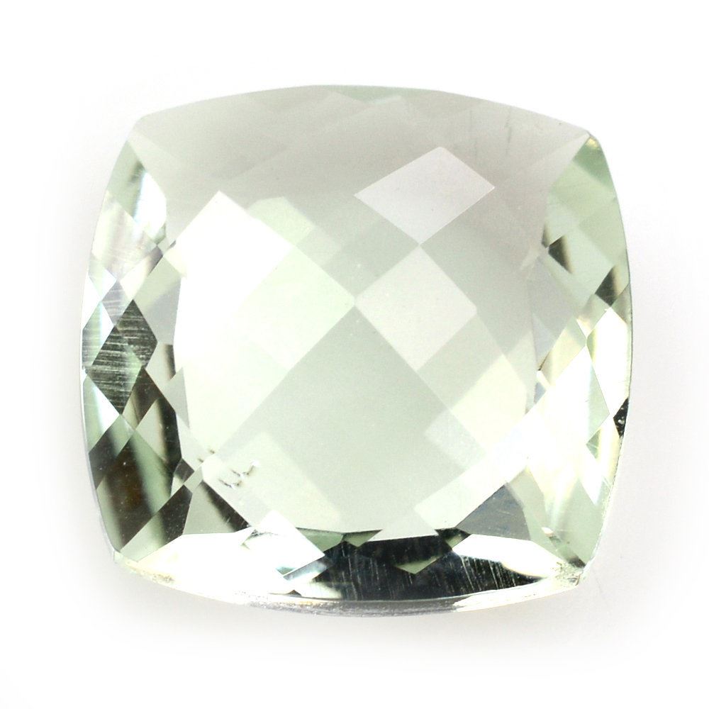 GREEN AMETHYST ANTIKE CUSHION WITH ONE SIDE TABLE & ONE SIDE CHECKER CUT (DES#24) 12MM 5.60 Cts.