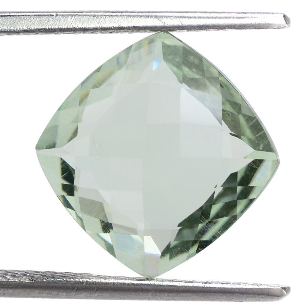 GREEN AMETHYST ANTIKE CUSHION WITH ONE SIDE TABLE & ONE SIDE CHECKER CUT (DES#24) 12MM 5.60 Cts.