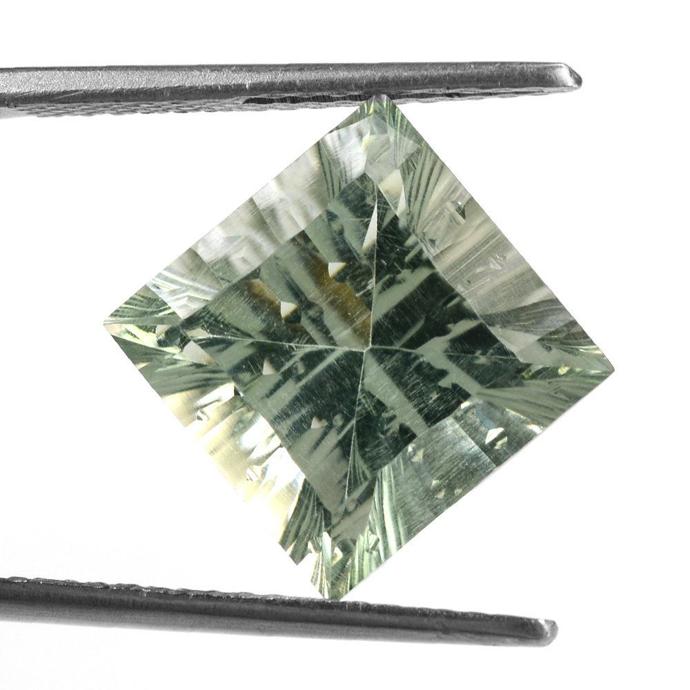 GREEN AMETHYST CONCAVE SPLENDOR CUT SQUARE (DES#41) 12MM 7.17 Cts.