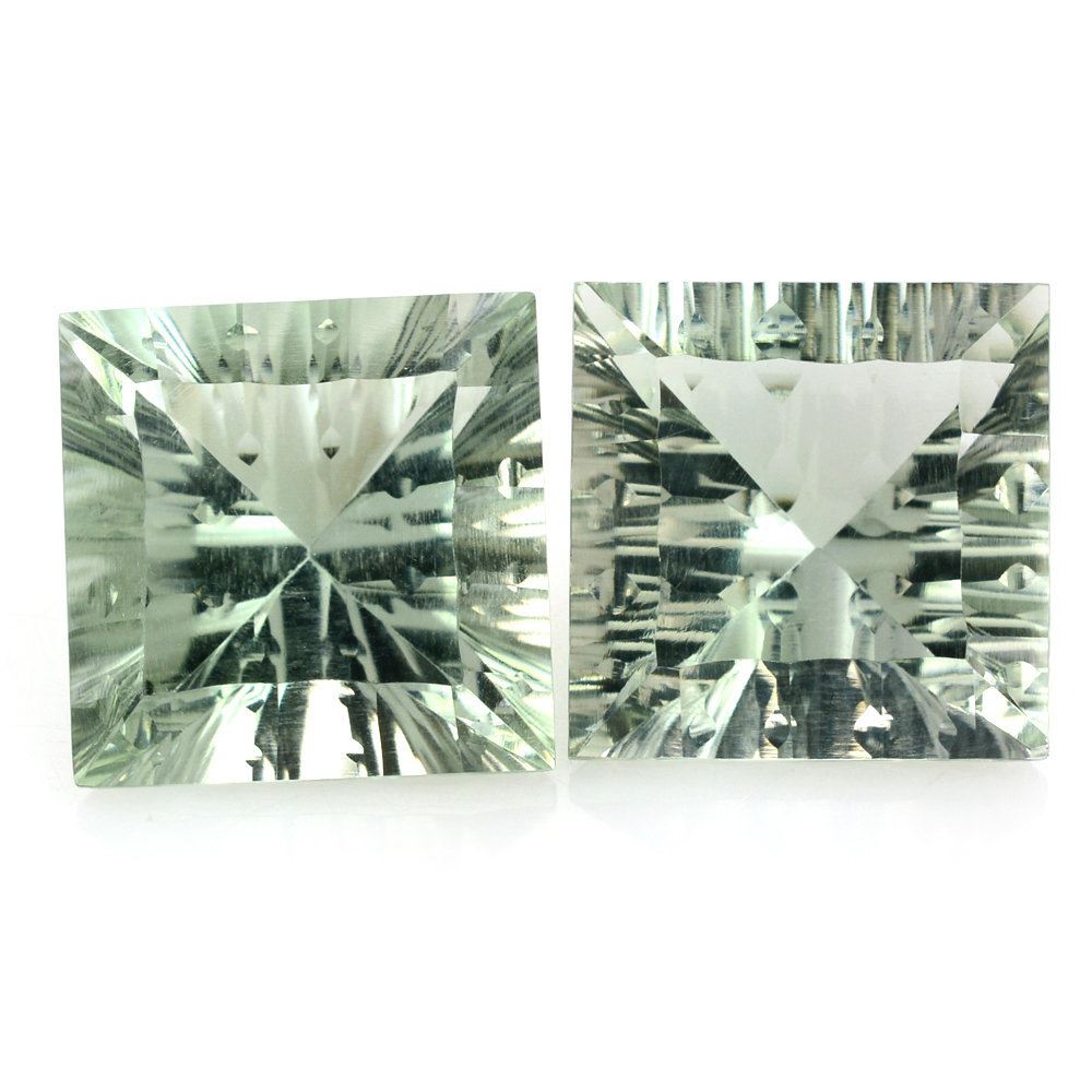 GREEN AMETHYST CONCAVE SPLENDOR CUT SQUARE (DES#41) 12MM 7.17 Cts.