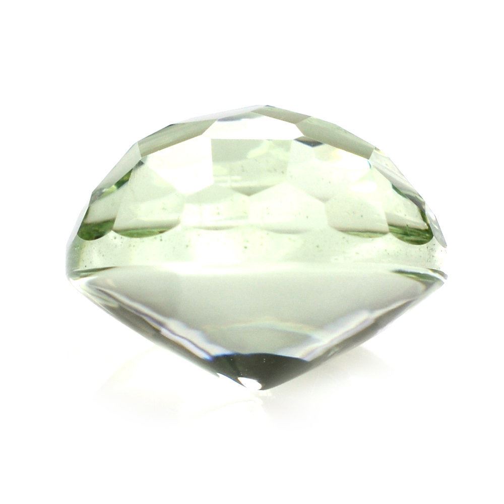 GREEN AMETHYST BUFFTOP IRREGULAR CUT ON TOP ROUND 12MM 7.25 Cts.