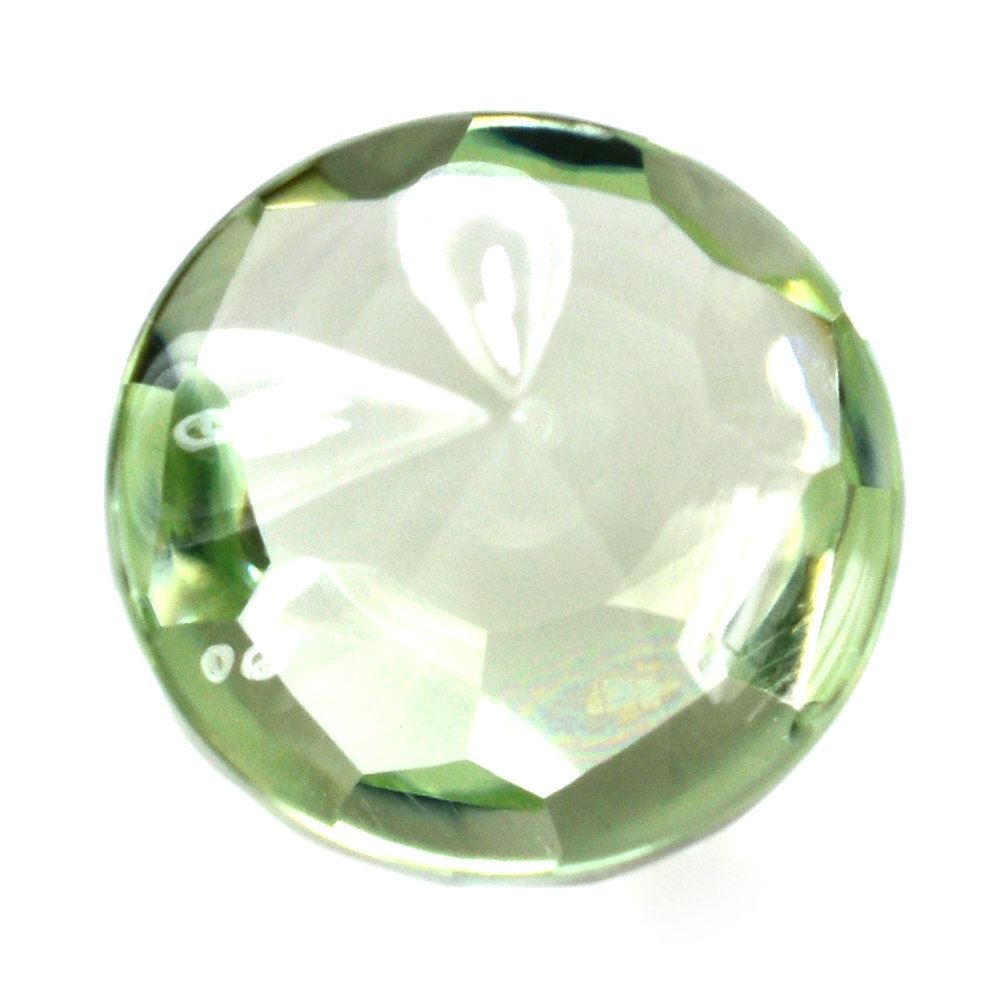 GREEN AMETHYST BUFFTOP IRREGULAR CUT ON TOP ROUND 12MM 7.25 Cts.