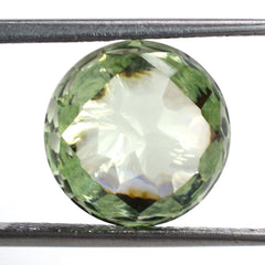 GREEN AMETHYST BUFFTOP IRREGULAR CUT ON TOP ROUND 12MM 7.25 Cts.