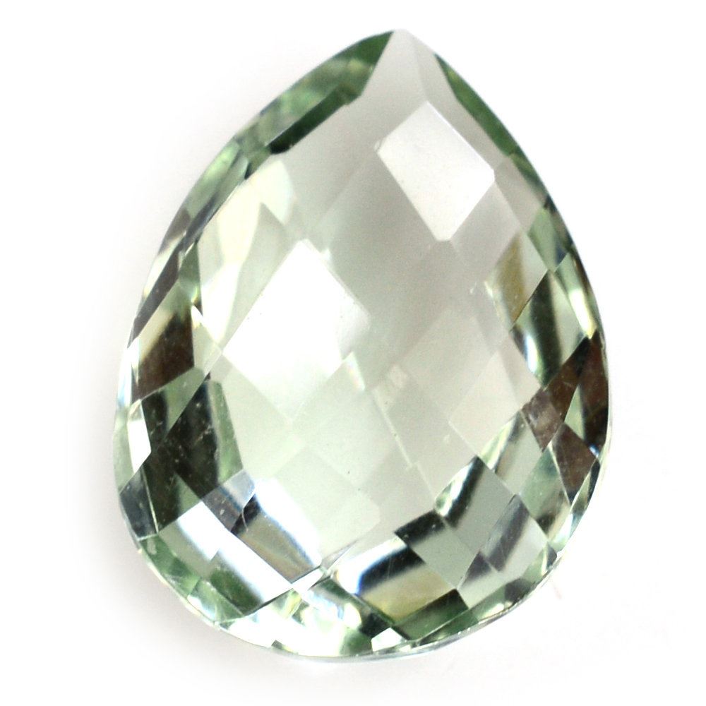 GREEN AMETHYST BRIOLETTE PEAR 13X10MM 3.90 Cts.