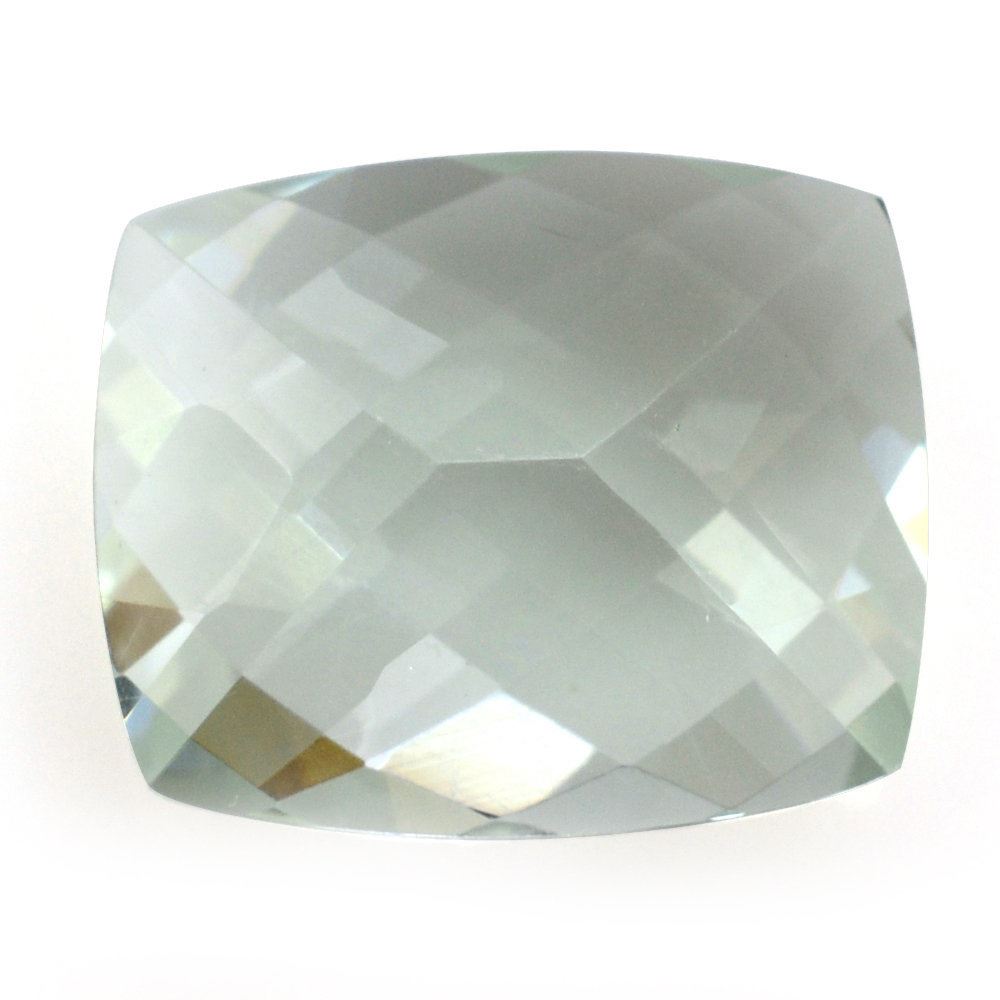 GREEN AMETHYST CHECKER CUT CUSHION 12X10MM 4.57 Cts.