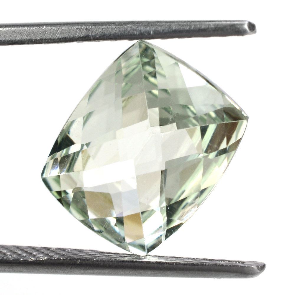 GREEN AMETHYST CHECKER CUT CUSHION 12X10MM 4.57 Cts.