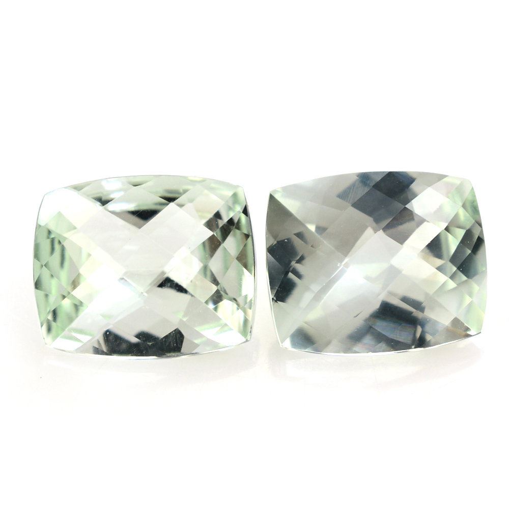 GREEN AMETHYST CHECKER CUT CUSHION 12X10MM 4.57 Cts.