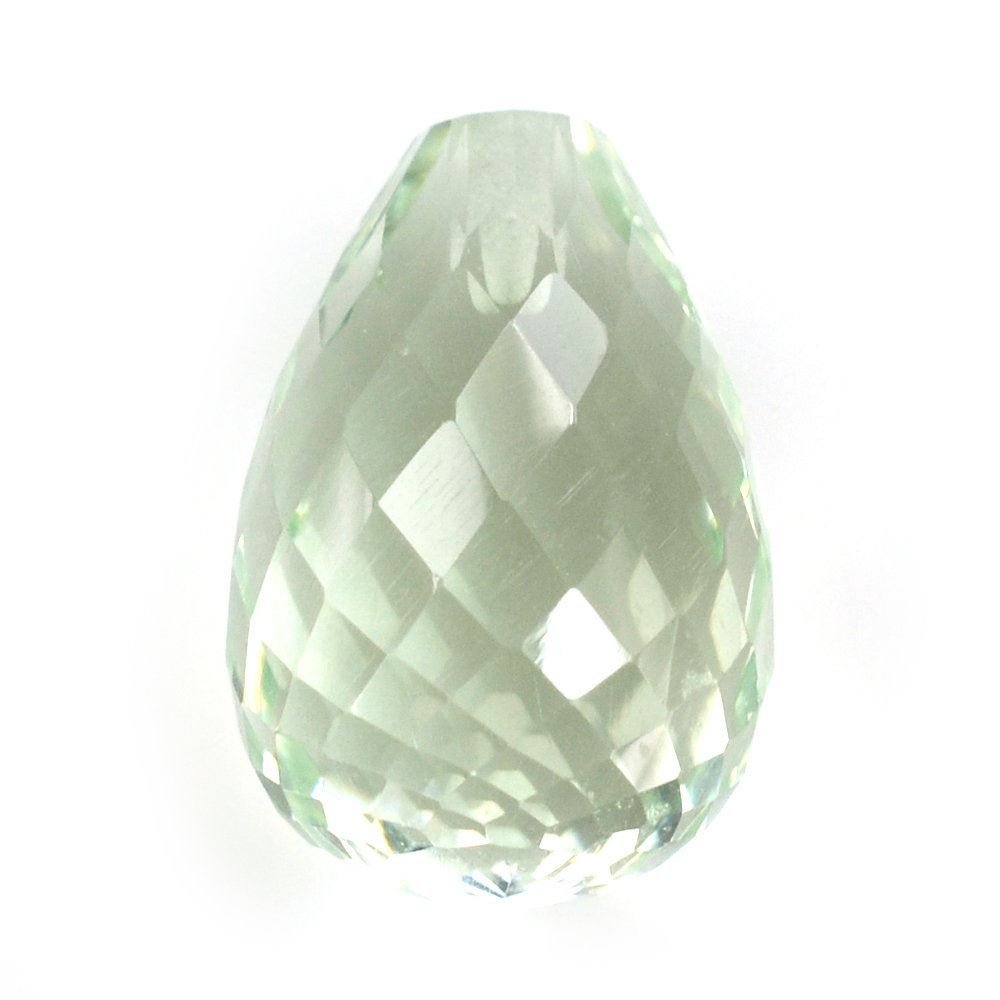 GREEN AMETHYST FACETED DROPS (HALF DRILL) 12X8MM 5.37 Cts.